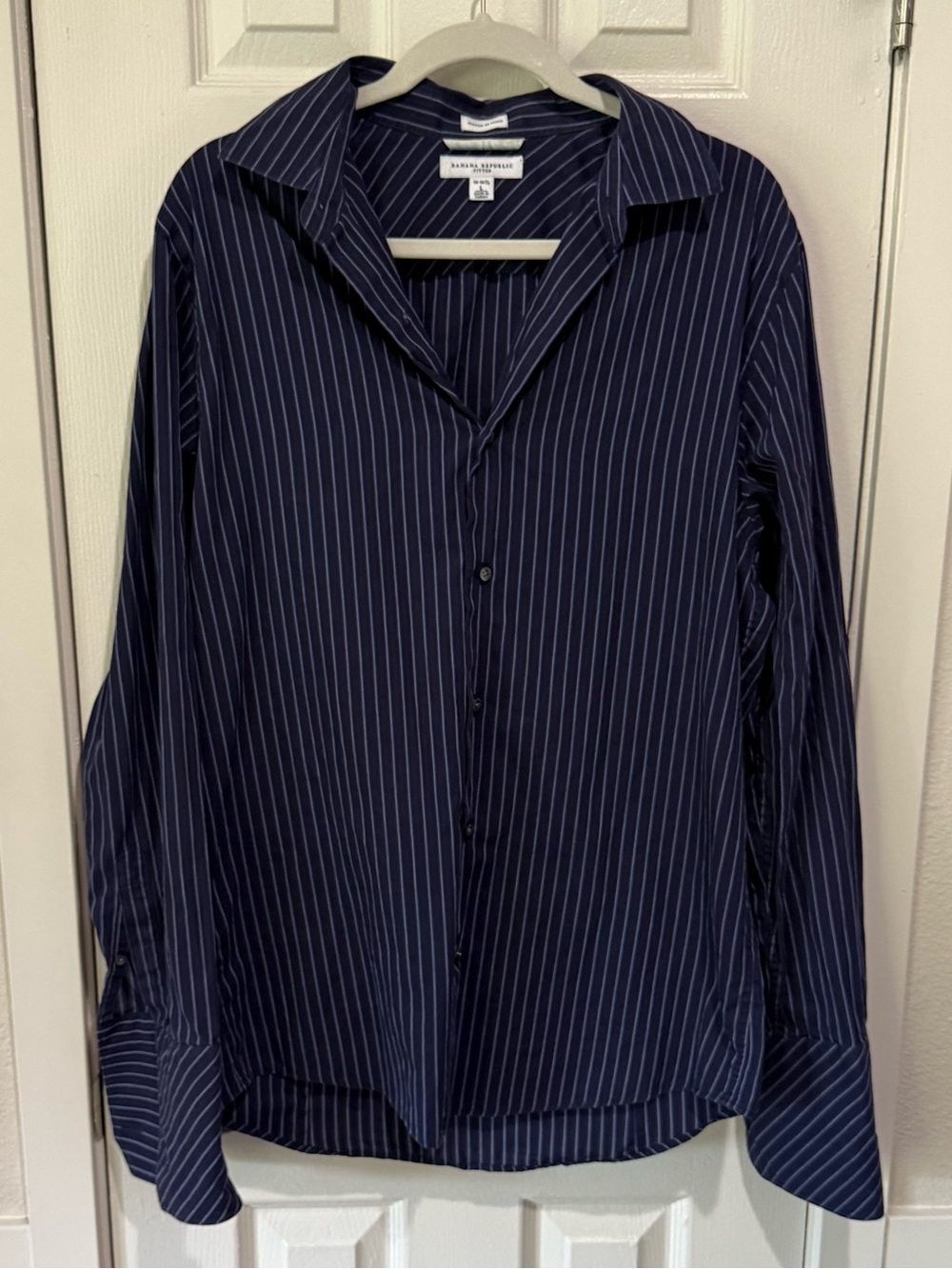 Banana Republic Navy with White Pinstripe Dress Shirt - Men